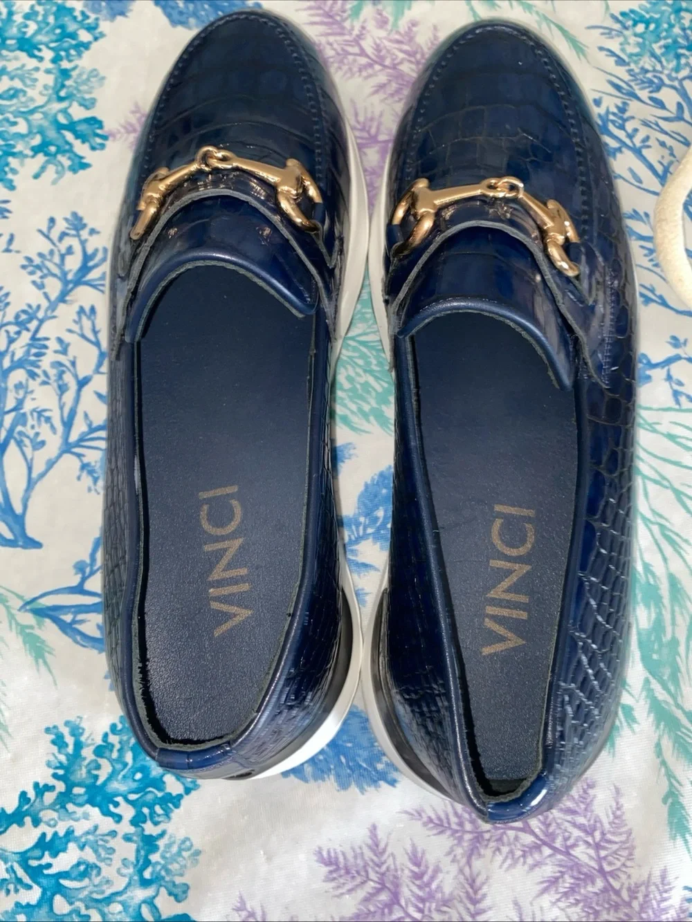 Vinci The Milan Navy Croc-Embossed Leather Women Sneaker EUR 41 US 10 Women’s